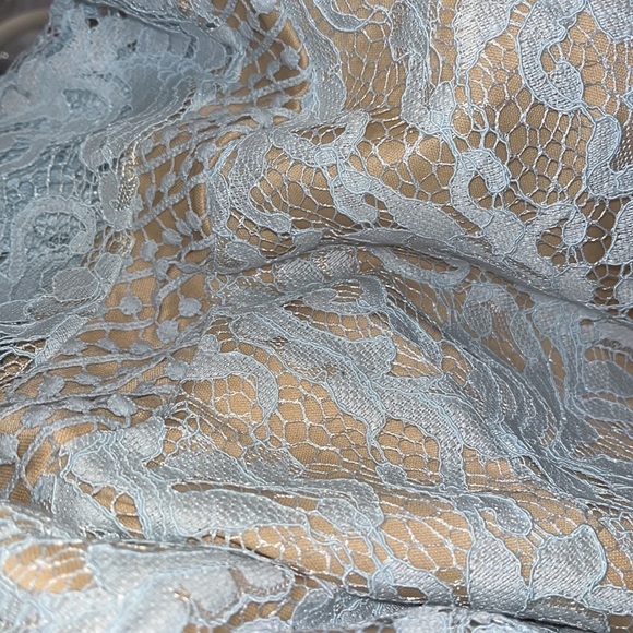 SOLD NWT$68 PrettyLittleThing Nude Baby Blue Lace Bodycon Dress - Picture 9 of 13